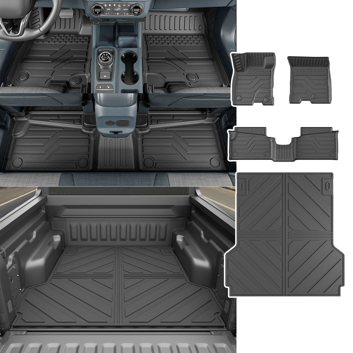 Powoq Hybrid Floor Mat Compatible With 2022-2025 Ford Maverick Bed Mat Tpe Truck Liner Truck Bed Mat Floor Liner Replacement For