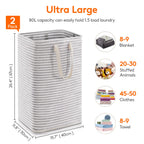Lifewit 2 Pack Laundry Hamper Large Collapsible Laundry Baskets, Freestanding Waterproof Clothes Hamper With Easy Carry Handles