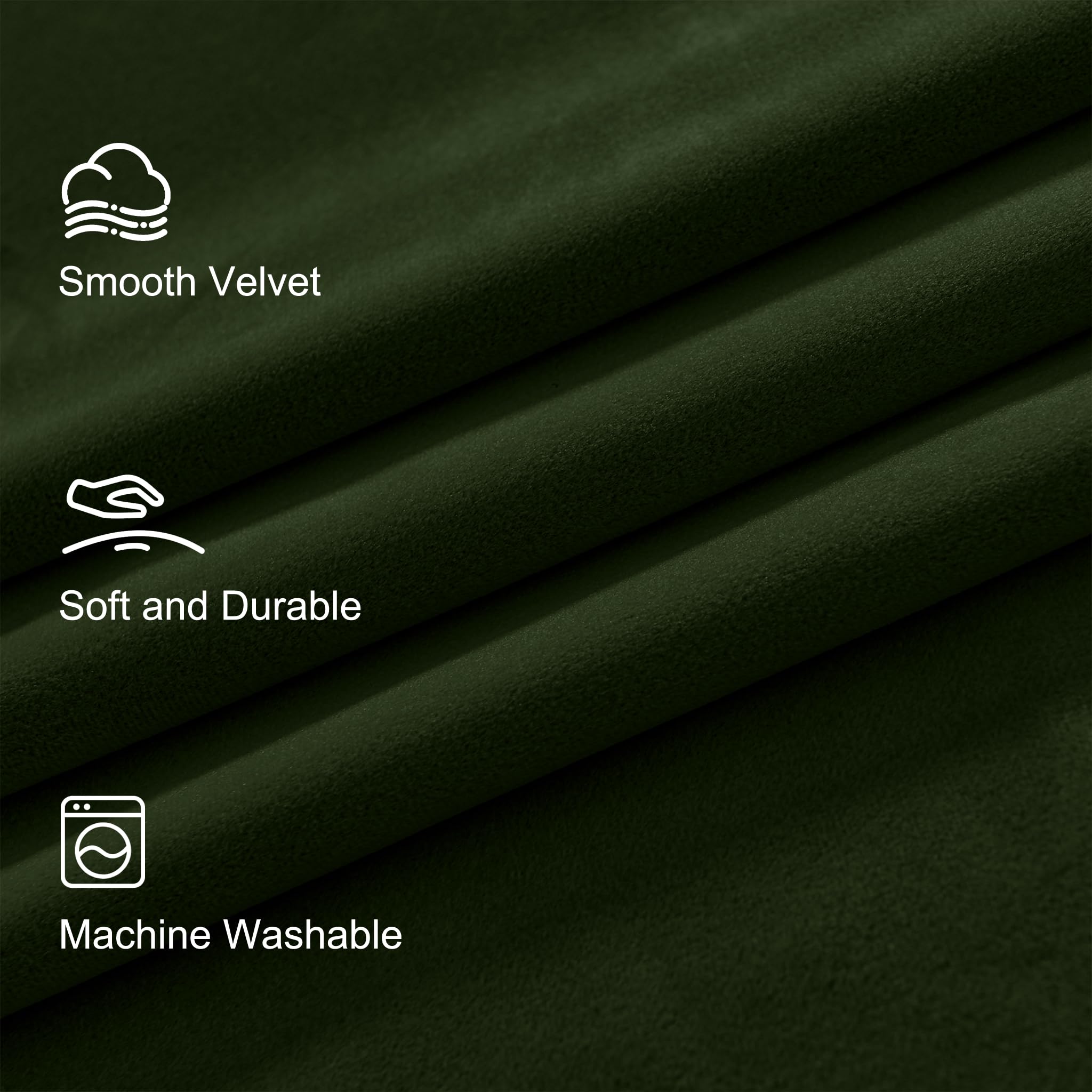 Lazzzy Green Velvet Curtain Thermal Insulated Curtains 108 Inch Long Drapes For Bedroom Living Room Darkening Window Treatments Rod Pocket, Set Of 2, Moss Green