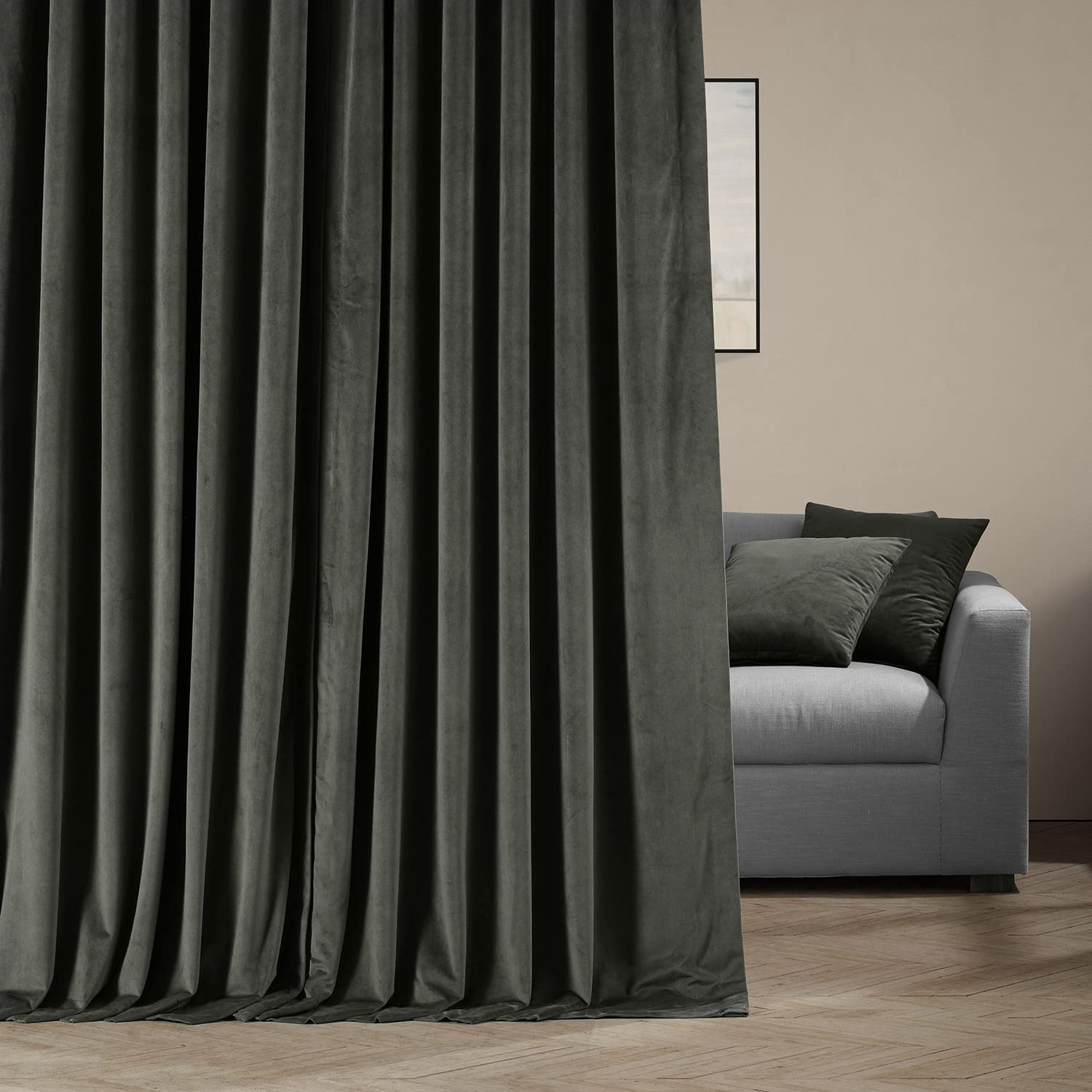 Hpd Half Price Drapes Signature Velvet Thermal Blackout Curtains For Living Room 120 Inch Long (1 Panel) Rod Pocket Insulated Blackout Curtains For Bedroom Window Curtains, 100W X 120L, Gunmetal Grey