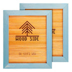 Rustic Wooden Picture Frame 8x10 - Blue Turquoise Set of 2 - Natural Eco Solid Wood and High Definition Real Glass for Wall Moun
