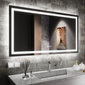 Amorho 55x 30 LED Bathroom Mirror with Black Frame, Front Light and Backlit(Controlled Separately), Stepless Dimmable, Anti-Fog,