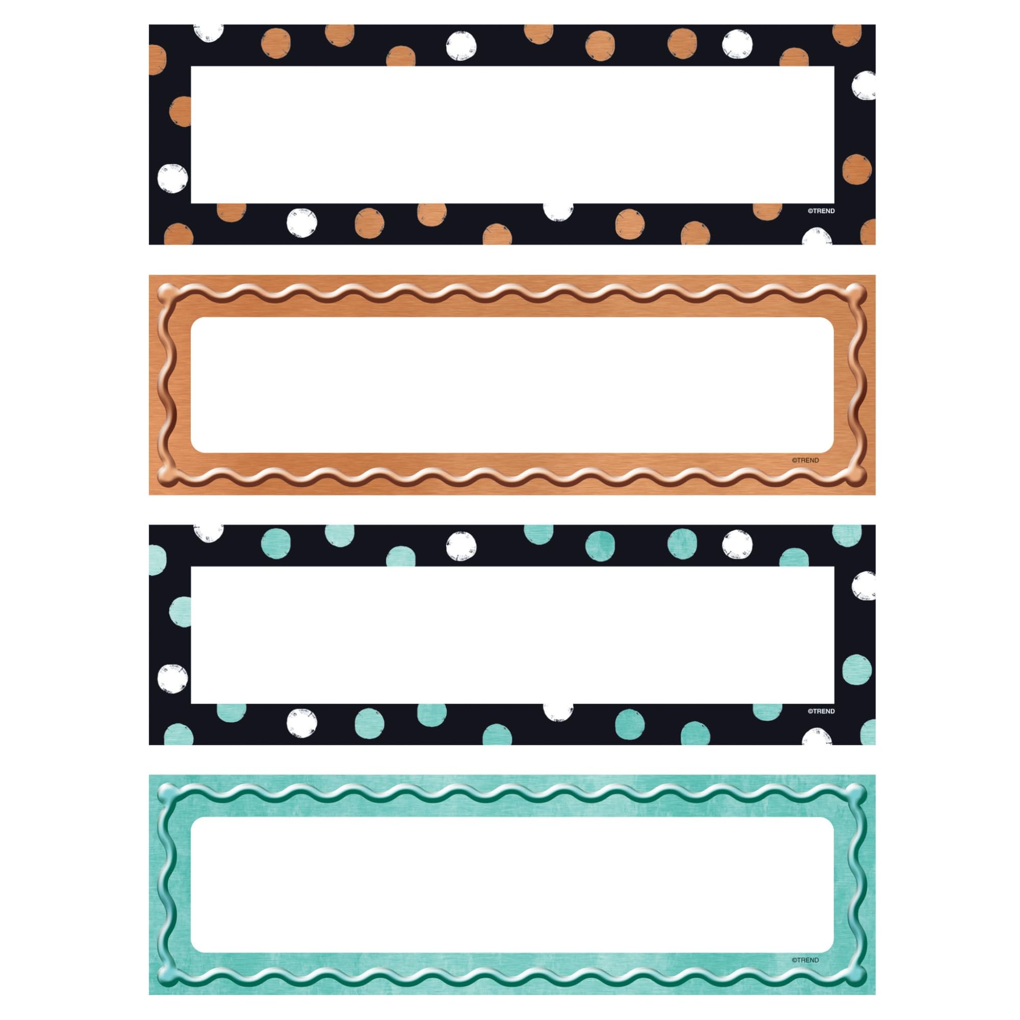 Trend I Love Metal Dots And Embossed Desk Toppers Nameplates, 2-7/8' X 9-9/16', Assorted Designs, Pack Of 32 Nameplates