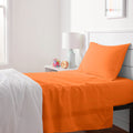 Amazon Basics Kids Soft Easy-Wash Lightweight Microfiber 3-Piece Sheet Set, Twin, Bright Orange, Solid
