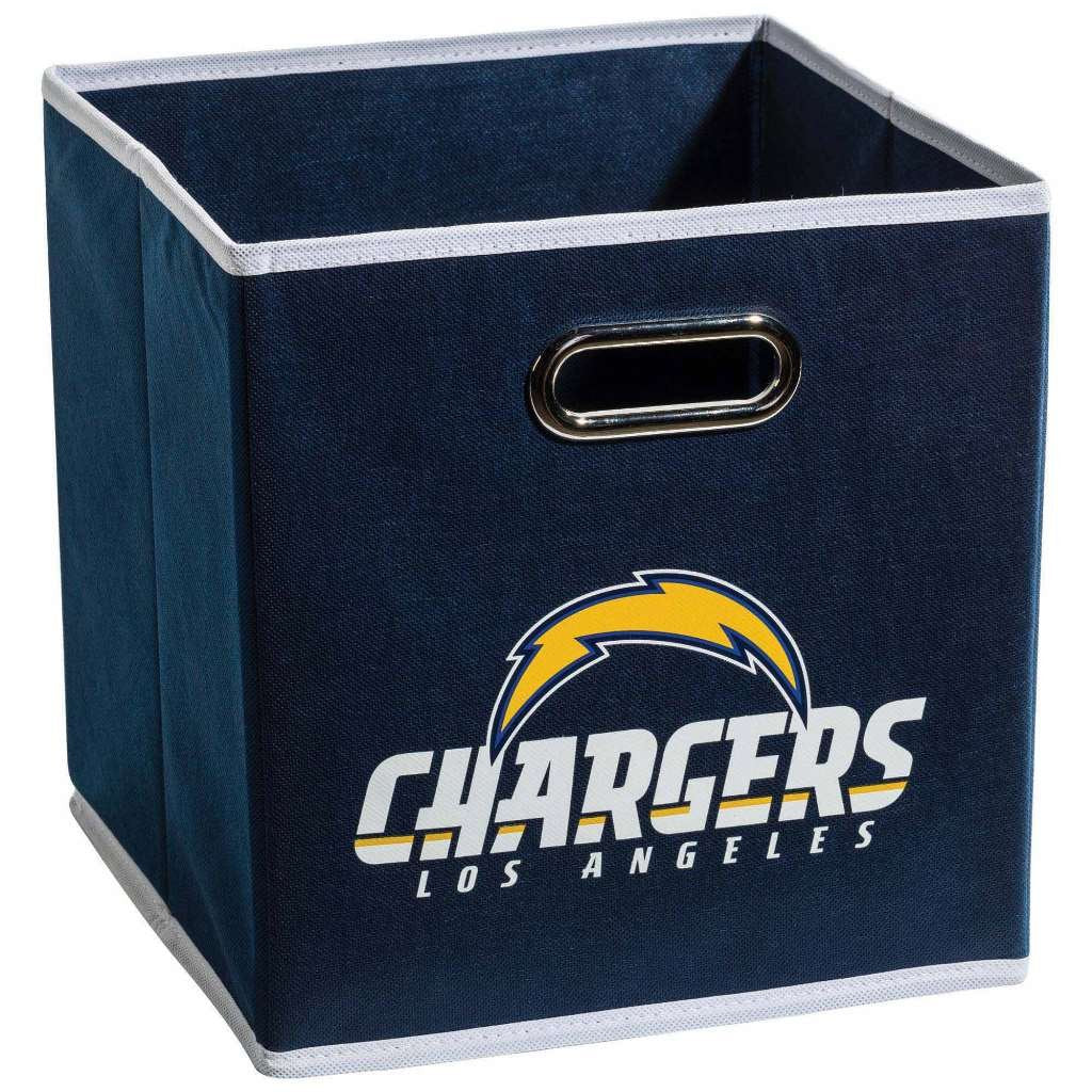 Franklin Sports NFL Los Angeles Chargers Collapsible Storage Bin NFL Folding Cube Storage Container Fits Bin Organizers Fabric N