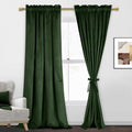 Jiuzhen Oliver Green Velvet Curtains 90 Inches For Living Room - Soft Retro Blackout Velvet Drapes Rod Pocket Room Darkening The