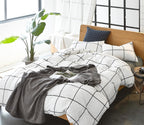 Clothknow White Plaid Comforter Set King 3Pcs White Black Grid Bedding Comforter Sets Checker Comforter King Size White Black Ki