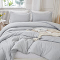 Litanika Light Grey Comforter California King Size, 3 Pieces Cal King Lightweight Solid Bedding Comforter Set, All Season Fluffy