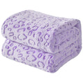 Fy Fiber House Flannel Fleece Throw Microfiber Blanket With 3D Cheetah Print, 90''X90'', Purple