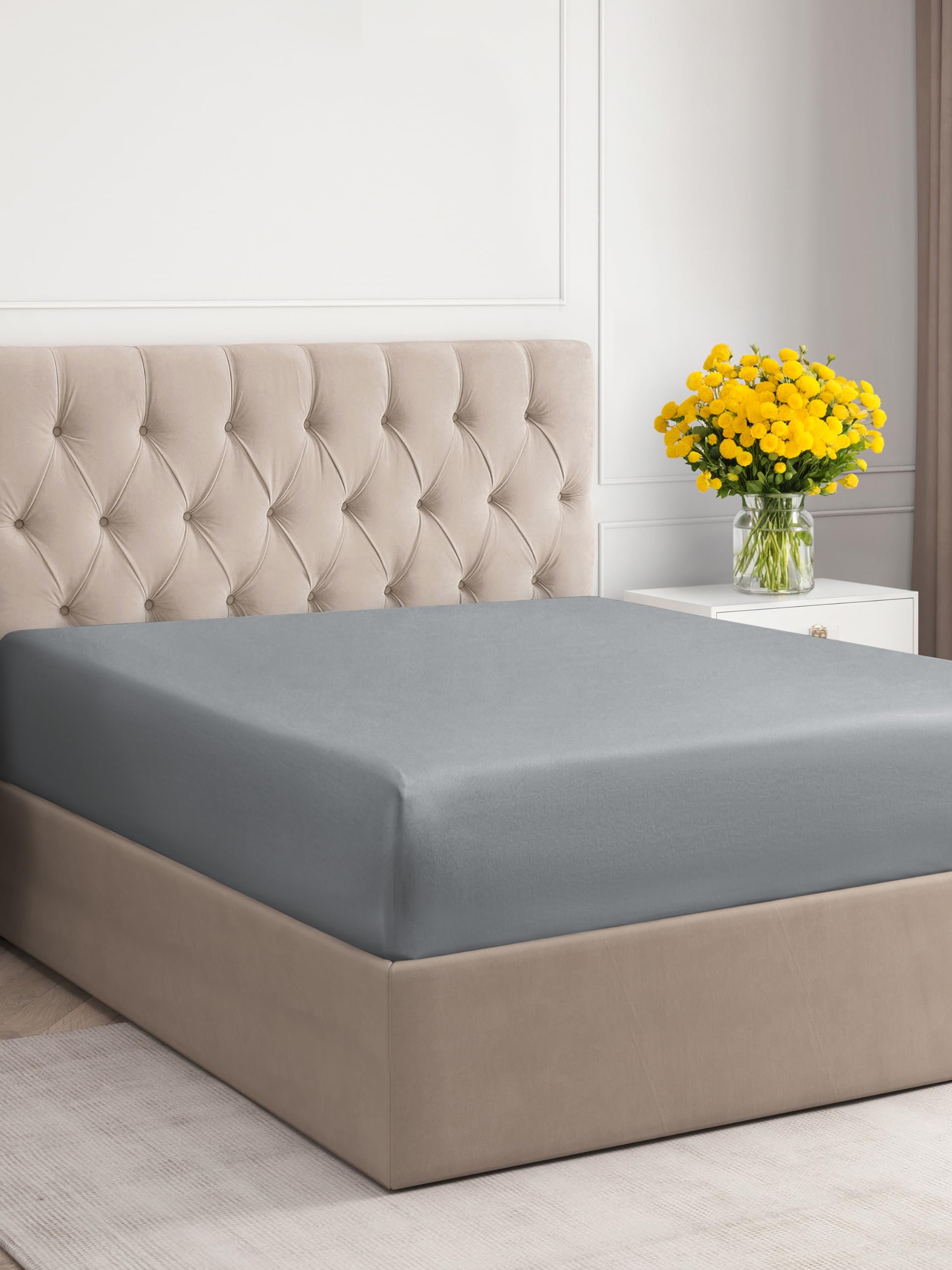 Twin Xl Size Fitted Bed Sheet - Hotel Luxury Single Fitted Bottom Sheet Only - Fits Mattress Between 8 To 16 Inches - Deep Pockets, Extra Soft & Wrinkle Free - Comfy Breathable & Cooling - Steel Blue
