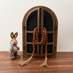 Omishe Wood Bead Garland With Tassels, 59In Wooden Beads Garland, Decorative Beads Garland Decor, Farmhouse Beads Garland For Wa