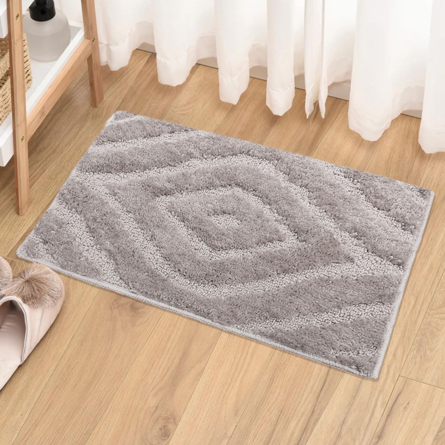 Luxe Home Bath Mat Super Soft Microfiber Non Slip Scotland Diamond Bathroom mats Water soak Washable Doormat for Home, Bedroom, 