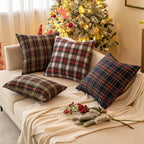 Miulee Christmas Set Of 2 Scottish Tartan Plaid Throw Pillow Covers Farmhouse Classic Decorative Cushion Cases For Home Decor Sofa Couch 12X20 Inch, Red And White