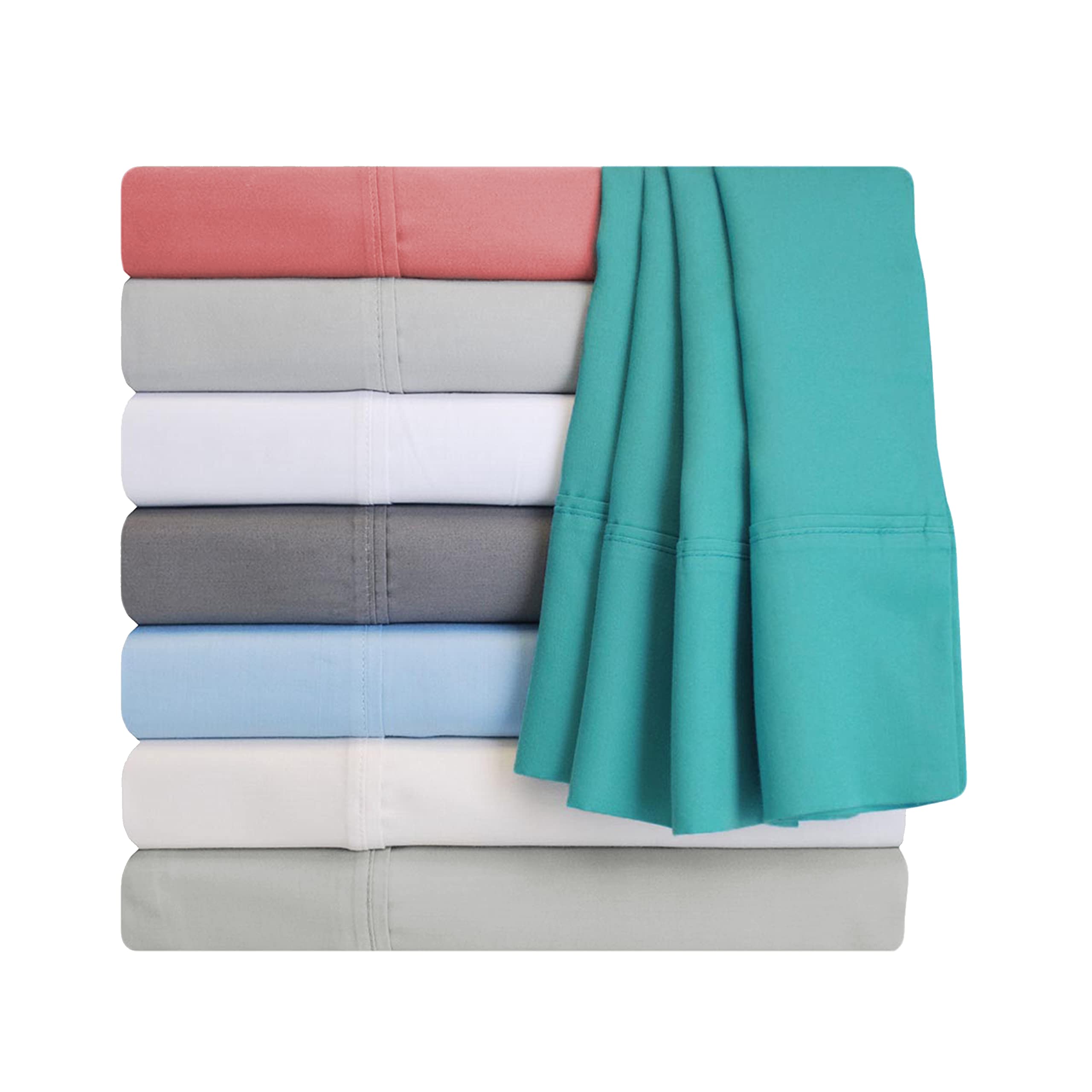 Superior Cotton Blend Bed Sheets, Solid Design, Elegant Sateen, House Basics, Set Includes 1 Flat Sheet, 1 Elastic Deep Pocket F