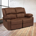 Flash Furniture Harmony Series Chocolate Brown Microfiber Loveseat With Two Built-In Recliners