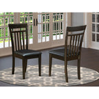 East West Furniture Capri Kitchen Dining Faux Leather Upholstered Wooden Chairs, Set of 2, Cappuccino