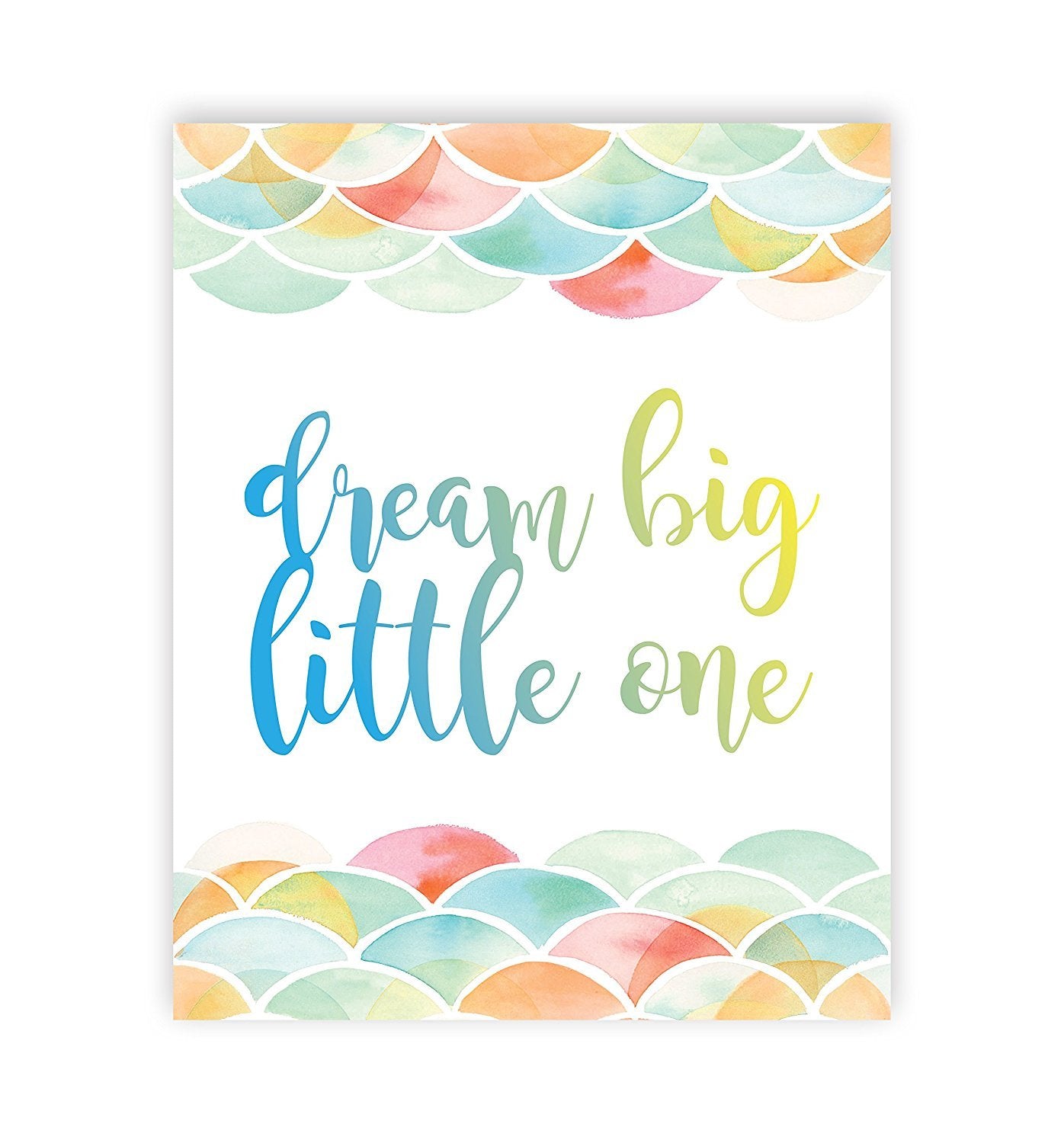 Dream Big Little One 08x10 Inch Print, Mermaid Pattern, Gender Neutral Baby Girl Nursery Decor Nursery Print Baby Dream Big Litt