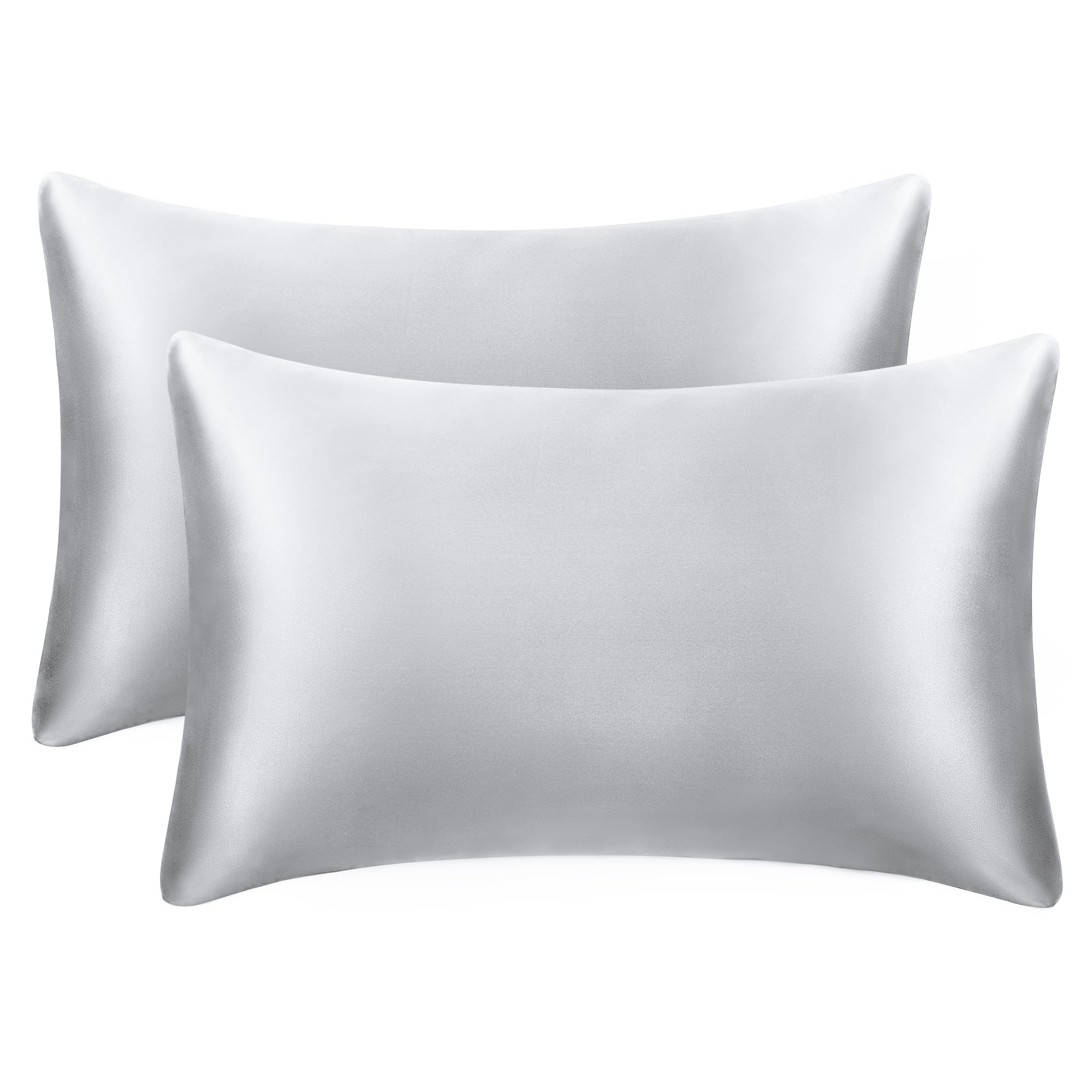 Exq Home Satin Pillowcase For Hair And Skin,Grey Pillow Cases King Size Pillow Case Set Of 2 Satin Pillow Covers With Envelope C