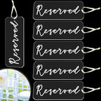 Blulu Reserved Signs (6 Pieces) - Acrylic Tag Hanging Signs with Ribbon for Wedding, Church, Restaurant & Important Events - Whi