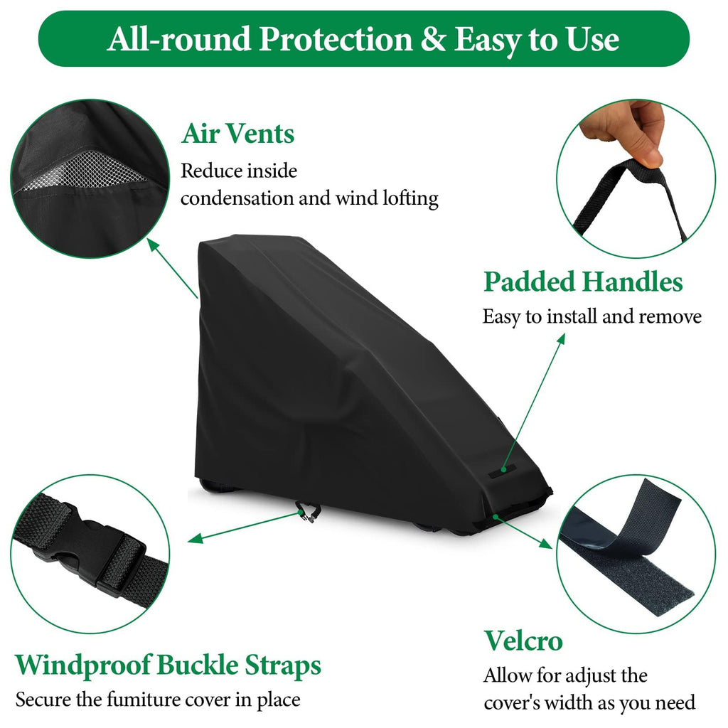 Akefit 2Pcs Zero Gravity Chair Cover Outdoor Folding Lawn Lounge Chair Covers Waterproof All Weather Dustproof Oxford Anti With Storage Bag Black, 29-Jp