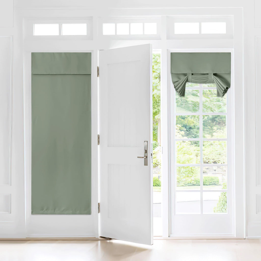 Nicetown French Door Curtains Room Darkening Door Window Curtain Privacy Assured Door Blinds Thermal Insulated Shades For Front/Back Door, W30 X L72 Inch, 1 Panel, Greyish Green