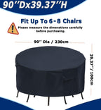 Round Patio Furniture Covers, 90'' Dia Outdoor Furniture Covers, Waterproof Outdoor Table Cover, Fire Pit Cover Outdoor Round Ta