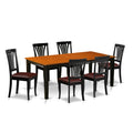 East West Furniture QUAV7-BCH-LC 7 Piece Kitchen Table Set Consist of a Rectangle Dining Table with Butterfly Leaf and 6 Faux Leather Dining Room Chairs, 40x78 Inch, Black & Cherry
