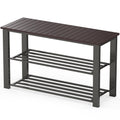 Simple Houseware Wood Top Shoe Storage Bench For Entryway, Dark Brown