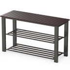 Simple Houseware Wood Top Shoe Storage Bench For Entryway, Dark Brown