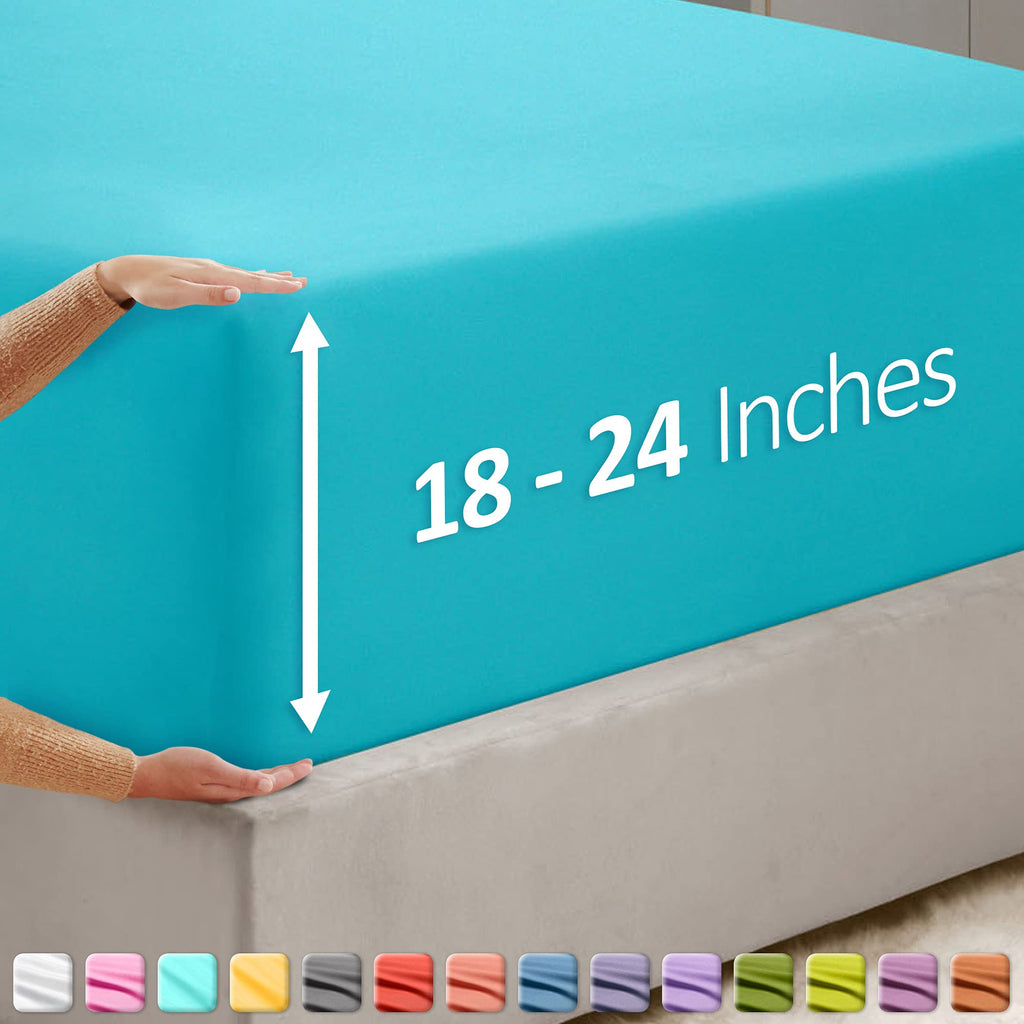 Nestl Beach Blue Twin Xl Fitted Sheet Only, Extra Deep Pocket Fitted Bed Sheet, 1800 Microfiber Xl Twin Fitted Sheet, Ultra Soft Fitted Sheet Twin Xl Fits Up To 24 Inch Mattress