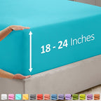 Nestl Beach Blue Twin Xl Fitted Sheet Only, Extra Deep Pocket Fitted Bed Sheet, 1800 Microfiber Xl Twin Fitted Sheet, Ultra Soft Fitted Sheet Twin Xl Fits Up To 24 Inch Mattress