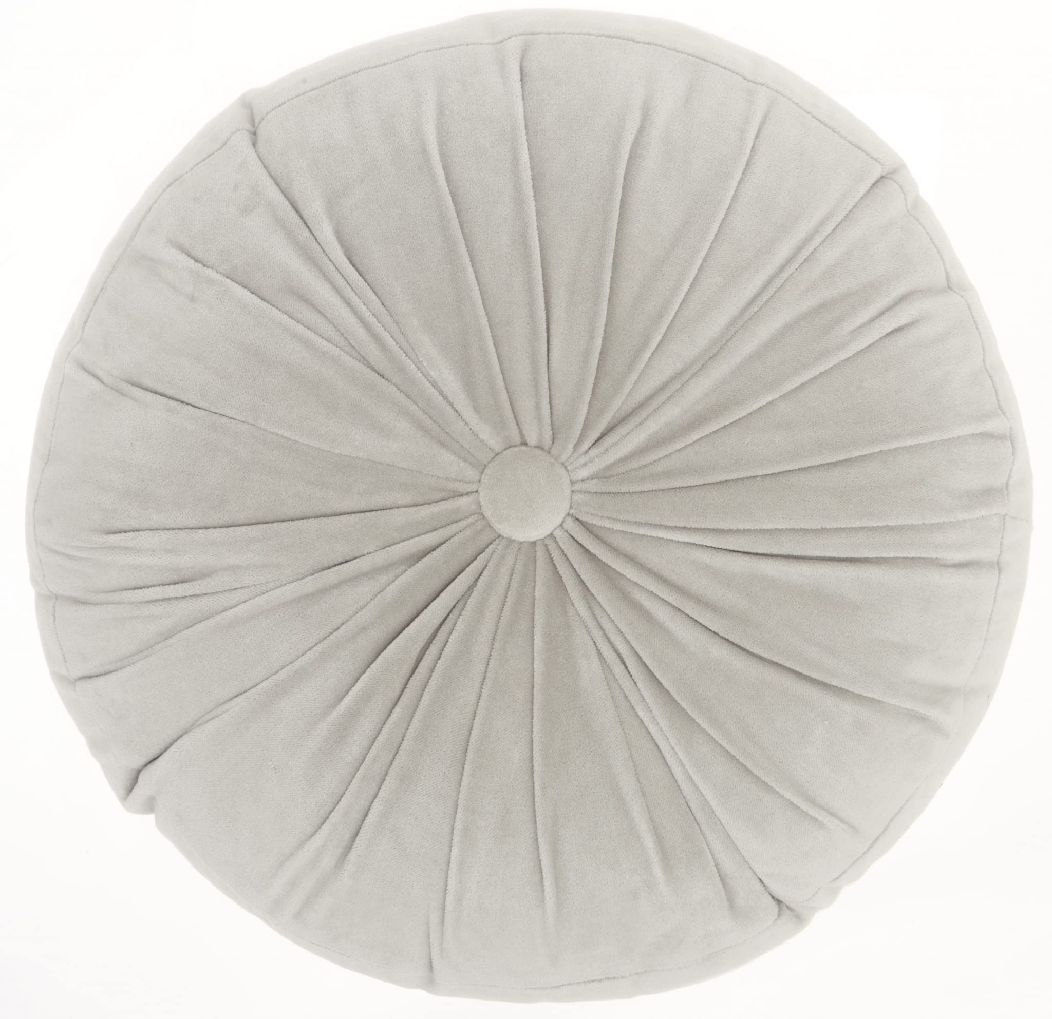 HomeRoots Rose Gold Cotton Velvet Light Gray Tufted Round Throw Pillow