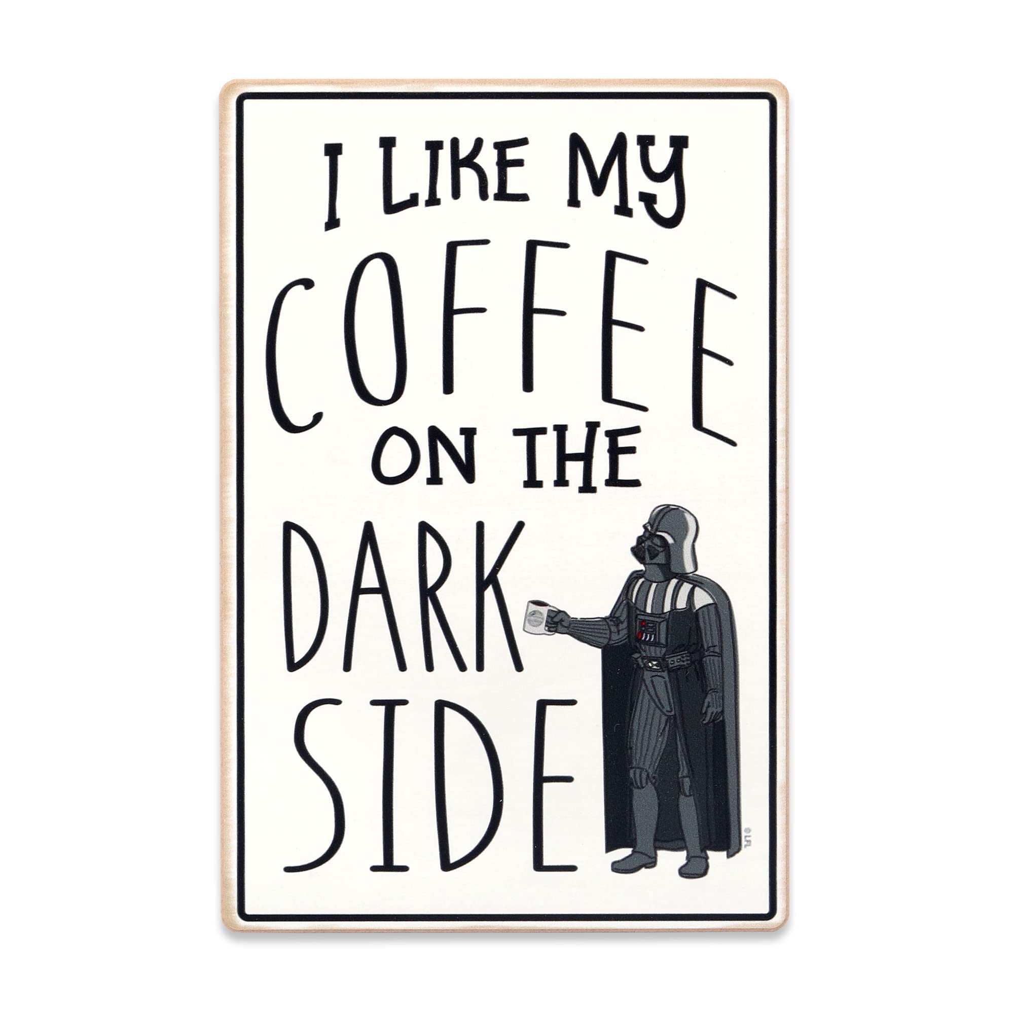 Disney Star Wars Darth Vader Wood Wall Decor - I Like My Coffee On the Dark Side - Funny Star Wars Coffee Sign for Kitchen or Co