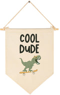 Dinosaur Skateboard Idea-Sign Above Crib-Baby Flag Wall Decor Gifts for Baby Boys Kids-Canvas Hanging Pennant Banner Wall Sign G