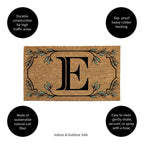 Evergreen Monogram Coir Doormat | Letter E | Front Door Mat For Outdoor Indoor Entrance | 28X16 Inches | Non-Slip Backing Doorwa