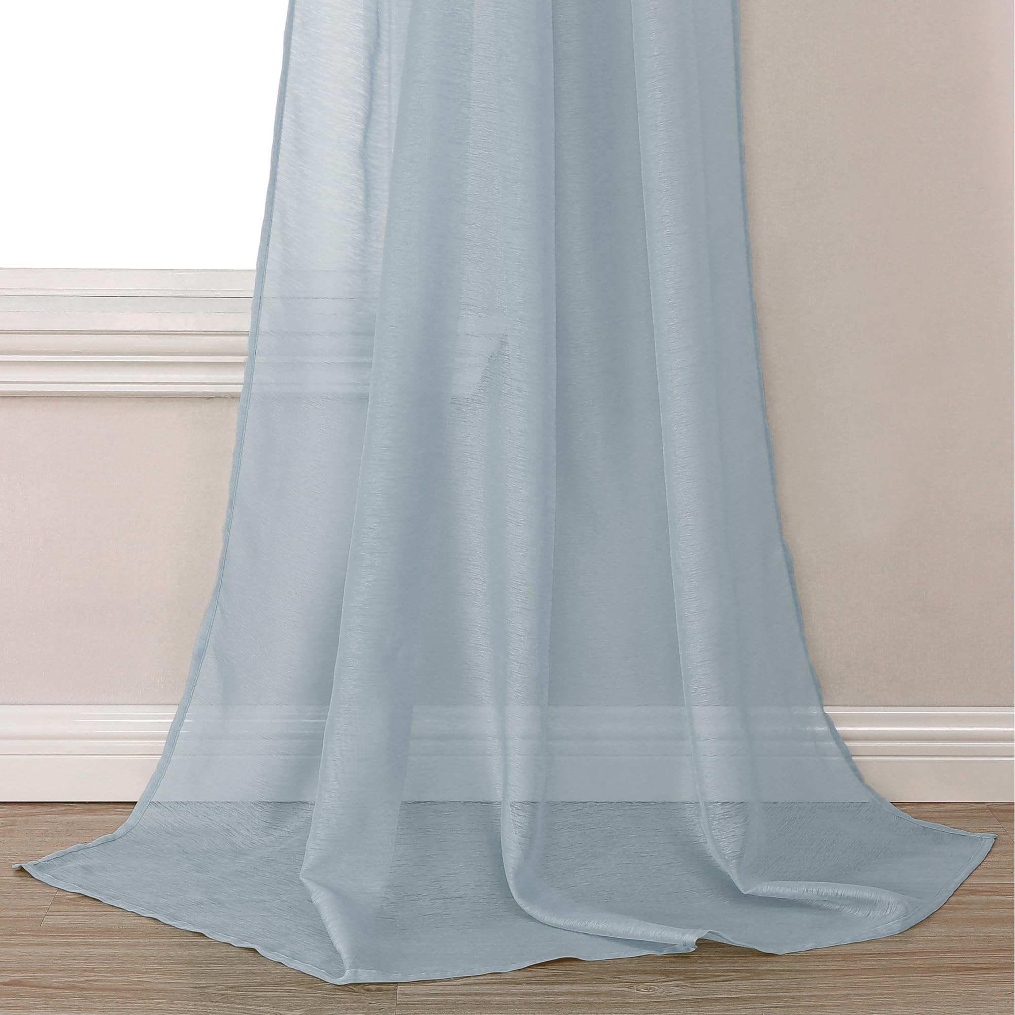 Donren Sheer Canopy Bed Curtains Panels- Elegant Solid Voile Sheer Valance Topper Long Window Treatment Scarf For Villa/Cottage