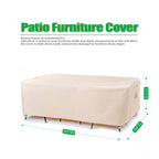 F&J Outdoors Patio Furniture Covers, Waterproof Uv Resistant For Table & Chairs Set, Beige, 90'X60'
