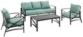 Crosley Furniture Kaplan 4-Piece Outdoor Sofa Patio Furniture Set, Conversation Sets For Porch, Deck, Oiled Bronze With Mist Cushions