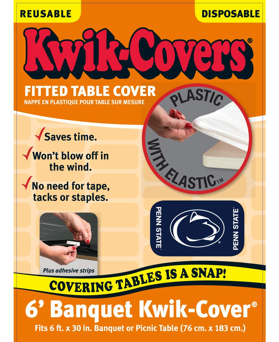 Collegiate Kwik-Covers Rectangle Plastic Table Covers, Bundle Of 2 (Pennsylvania State University, 6')