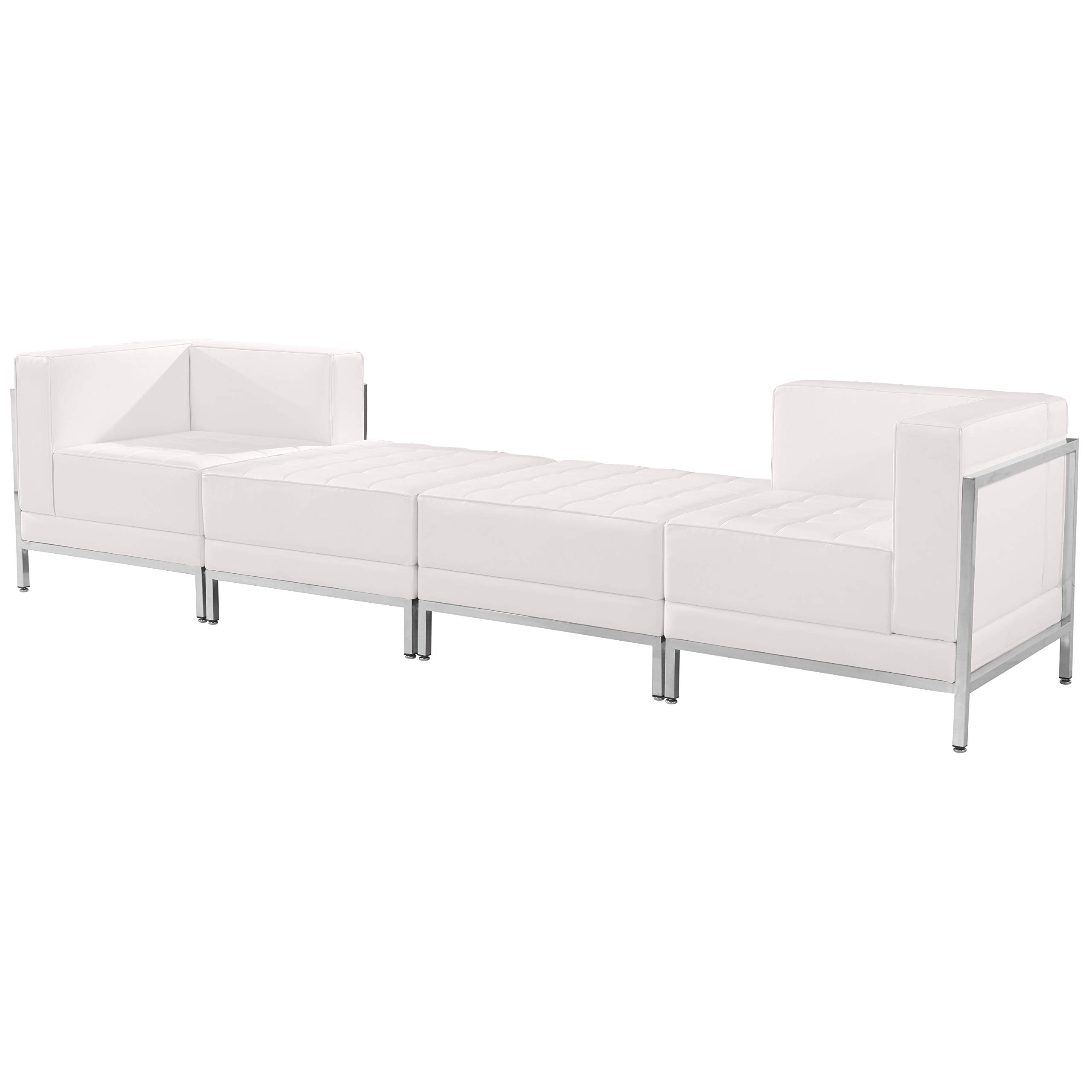Flash Furniture HERCULES Imagination Series White LeatherSoft 4 Piece Chair & Ottoman Set
