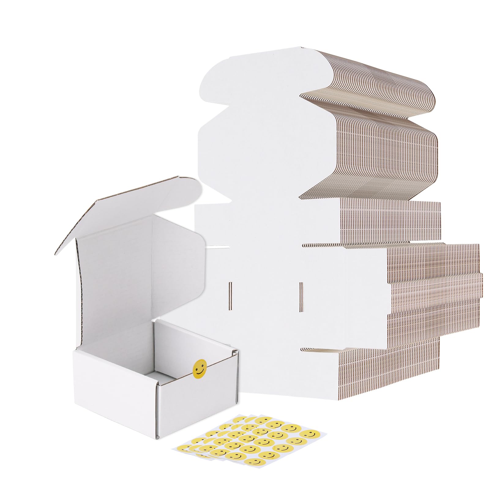 Rlavbl 4X4X2 Shipping Boxes Set Of 100, White Corrugated Cardboard Box For Packing, Mailing, Business