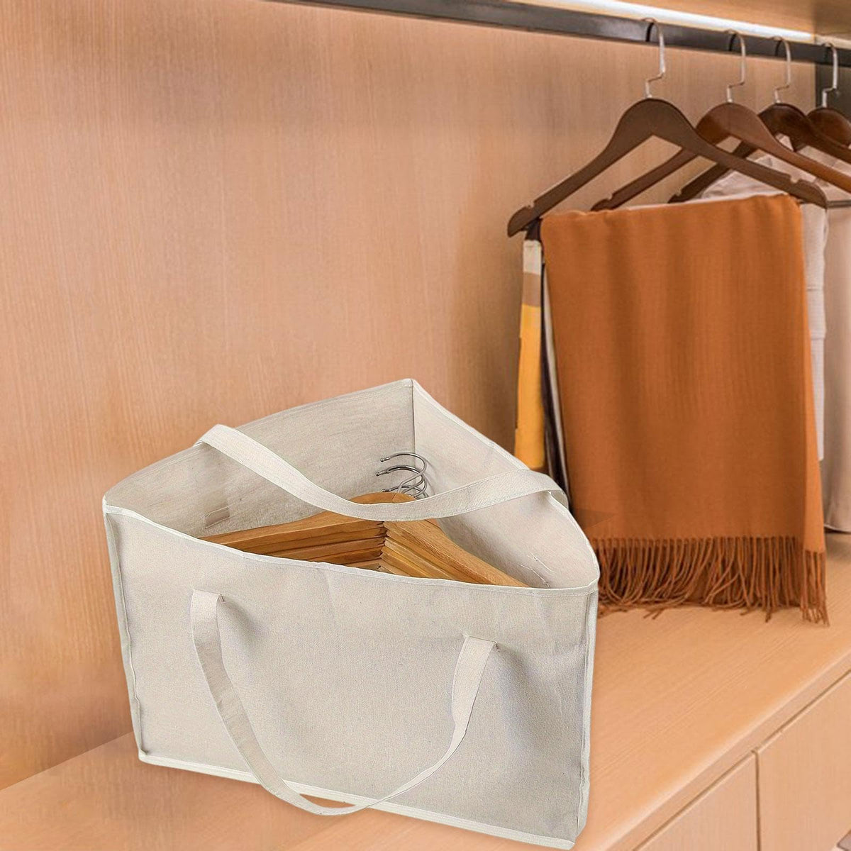 Merishopp Triangle Hanger Storage Bag Hangers Organisers For Home Laundry Rooms Closet Beige | Christmas Stockings | Stocking Ha