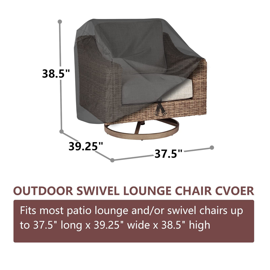 Ananmei Waterproof Patio Chair Covers 4 Pack ( 37.5 W X 39.25 D X 38.5 H Inches) For Outdoor Swivel Chair/Lounge Deep Seat Cover, Heavy Duty And Waterproof Outdoor Patio Furniture Covers, Black