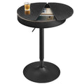 VASAGLE EKHO Collection - Height Adjustable Bar Table, Round High Pub Table with Storage, Synthetic Leather with Stitching, Mid-