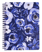 Steel Mill & Co Cute Floral Mini Spiral Notebook, 8.25' X 6.25' Journal With Durable Hardcover And 160 Lined Pages, Blue Water