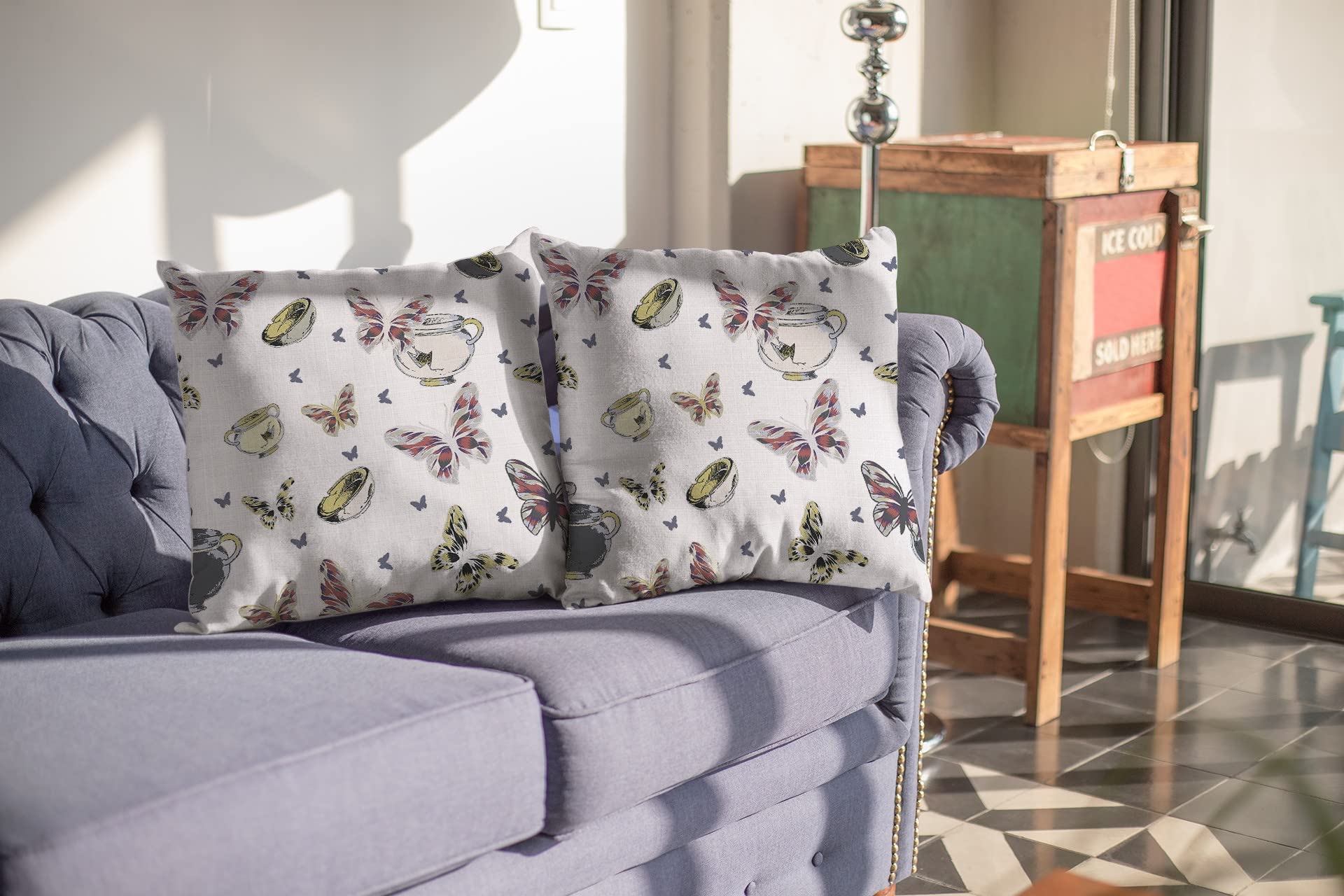 HomeRoots White Butterflies Decorative Suede Throw Pillow