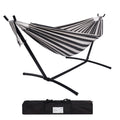 Prime Garden Cotton Rope Hammock With Space Saving Steel Hammock Stand, 2 Person Double Freestanding Hammock With Carry Bag For Outdoor Patio Yard Backyard 450 Lb Capacity (Black Stripe)