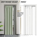 Jiuzhen Blackout Doorway Curtains 80 Inch Length - 2 Panels Thermal Insulated Privacy Soundproof Rod Pocket Closet Door Curtains Room Divider For Bedroom,Office, 42 X 80 Inches, Light Green