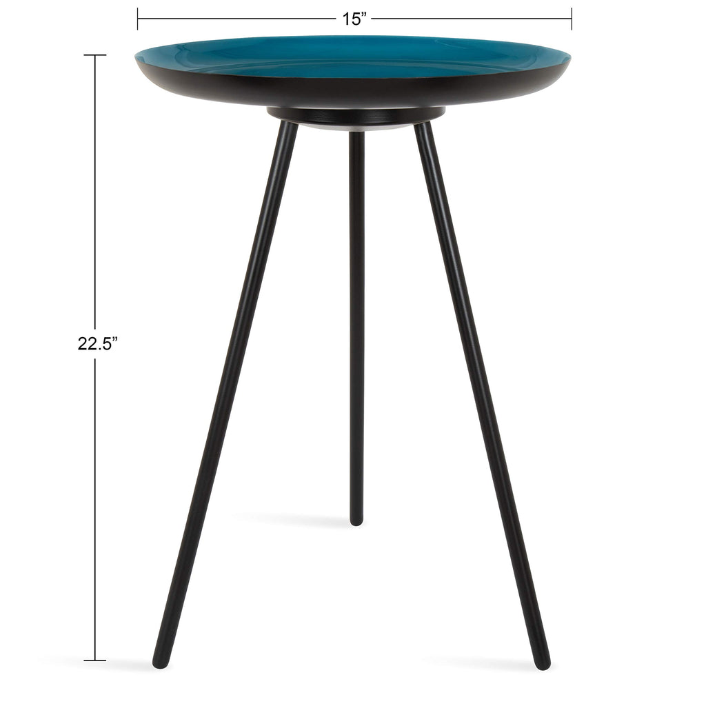 Kate And Laurel Laranya Modern Side Table, 15' X 15' X 22.5', Teal And Black, Chic Minimalist End Table