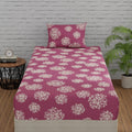 Huesland By Ahmedabad Cotton 144 Tc Cotton Single Bedsheet With 1 Pillow Cover  Mauve